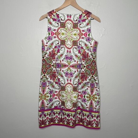 London Times Womens Sheath Dress 10 Pink Floral Green Sleeveless Event Spring - Picture 2 of 7